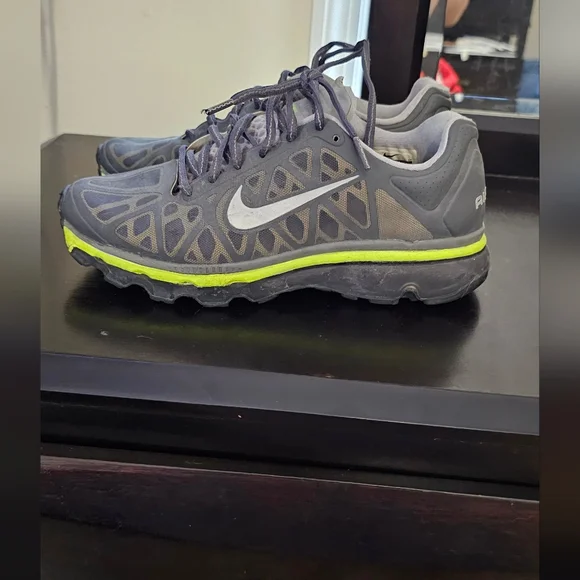 Nike Gray and Neon Green Athletic Shoes Nike Air Max Metallic Silver Neon Volt Green Mens Running  main image 4